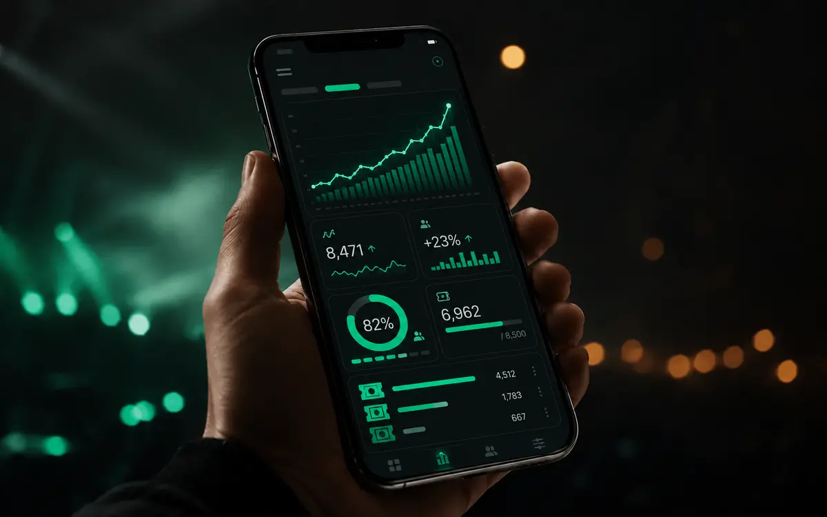 Pořadatelský analytický přehled v mobilním telefonu